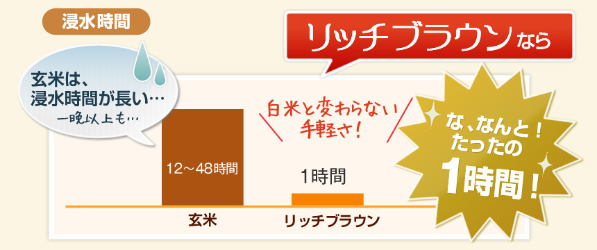 リッチブラウンなら浸水時間なんとたったの1時間！