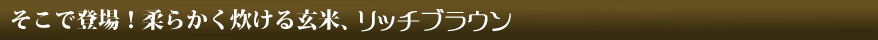 そこで登場！柔らかく炊ける玄米、リッチブラウン
